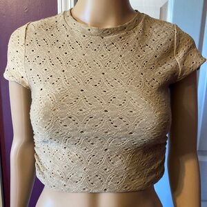Cute tan Antistar eyelet crop top. Size Small